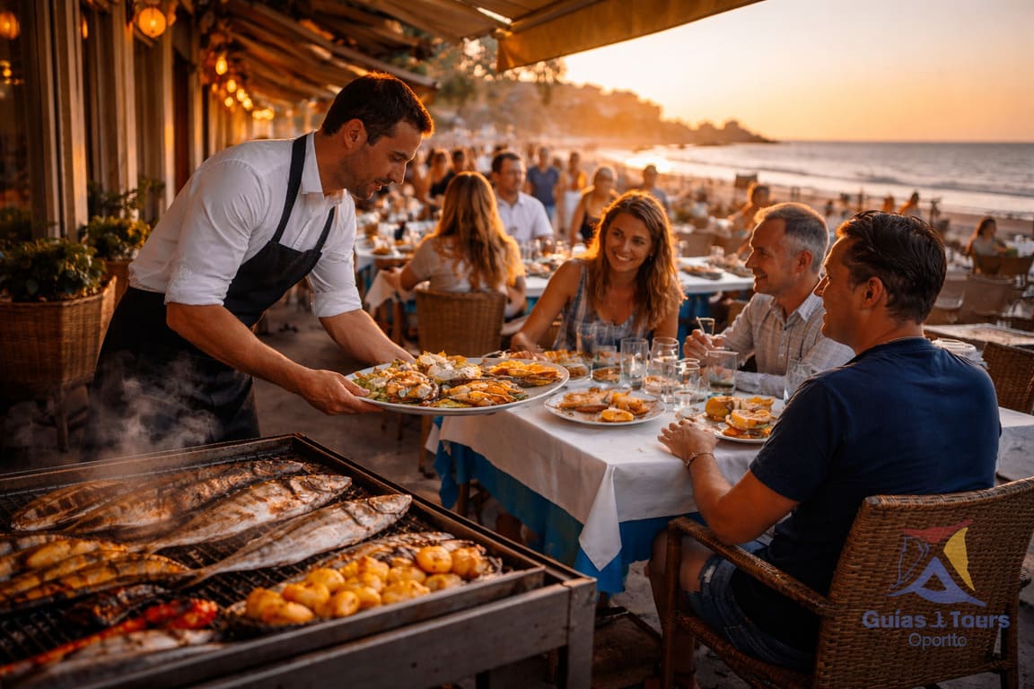 Cena en Matosinhos al atardecer
