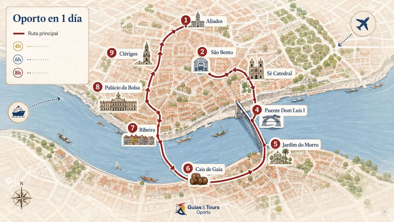Mapa de ruta por Oporto