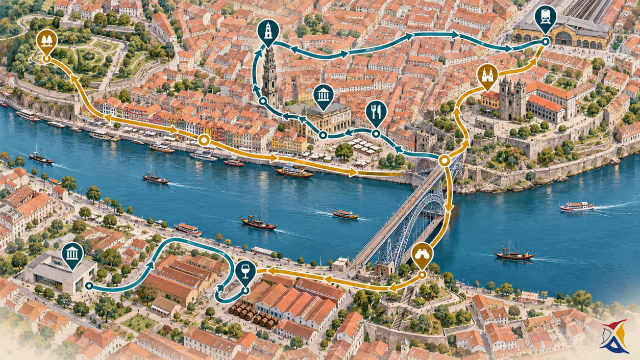 Mapa de rutas por Oporto